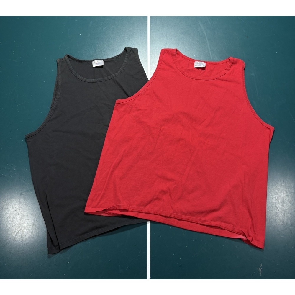 Vintage 80s MacGregor tank top Shirt Men's 2XL Bundle Black & Red Blank USA Made